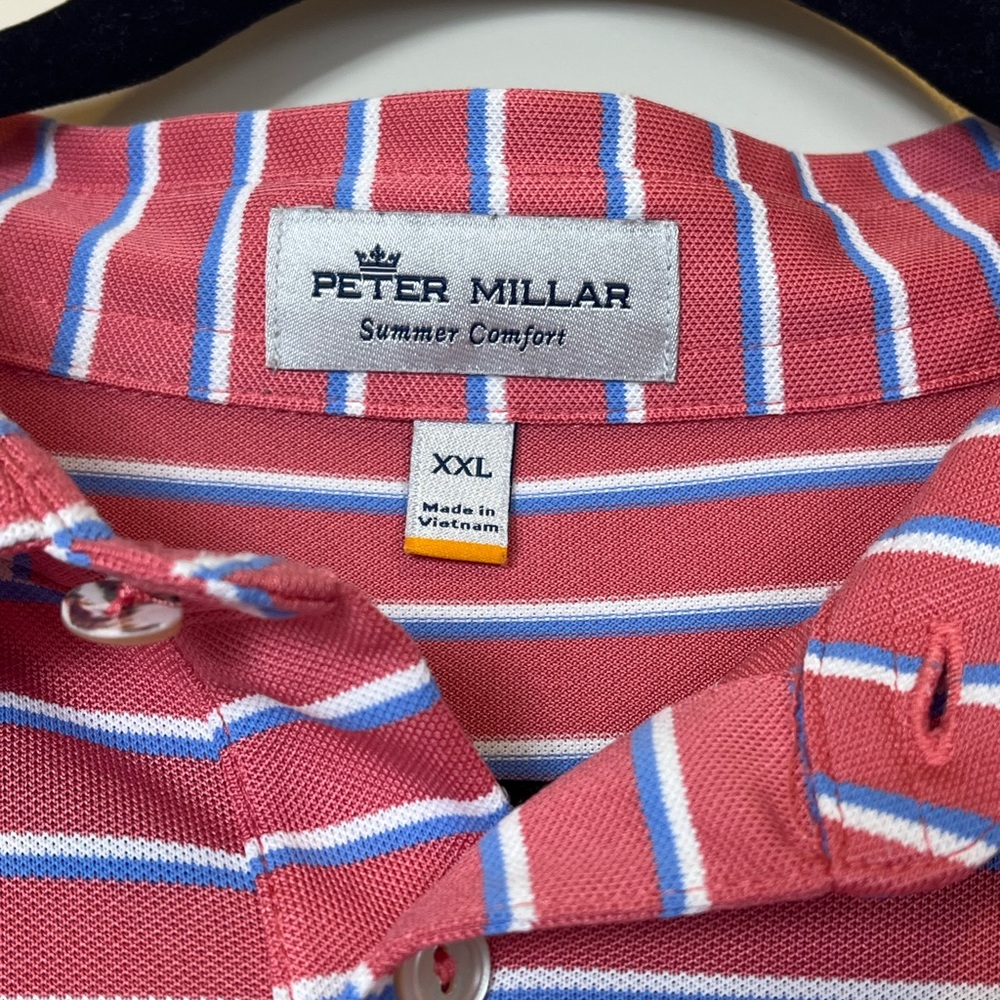 Peter Millar White and Coral Polo Shirt - Picture 2 of 3